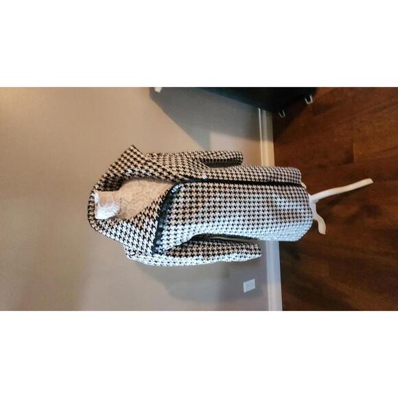 LKNW Calvin Klein Herringbone black white winter coat 10 - Picture 1 of 8